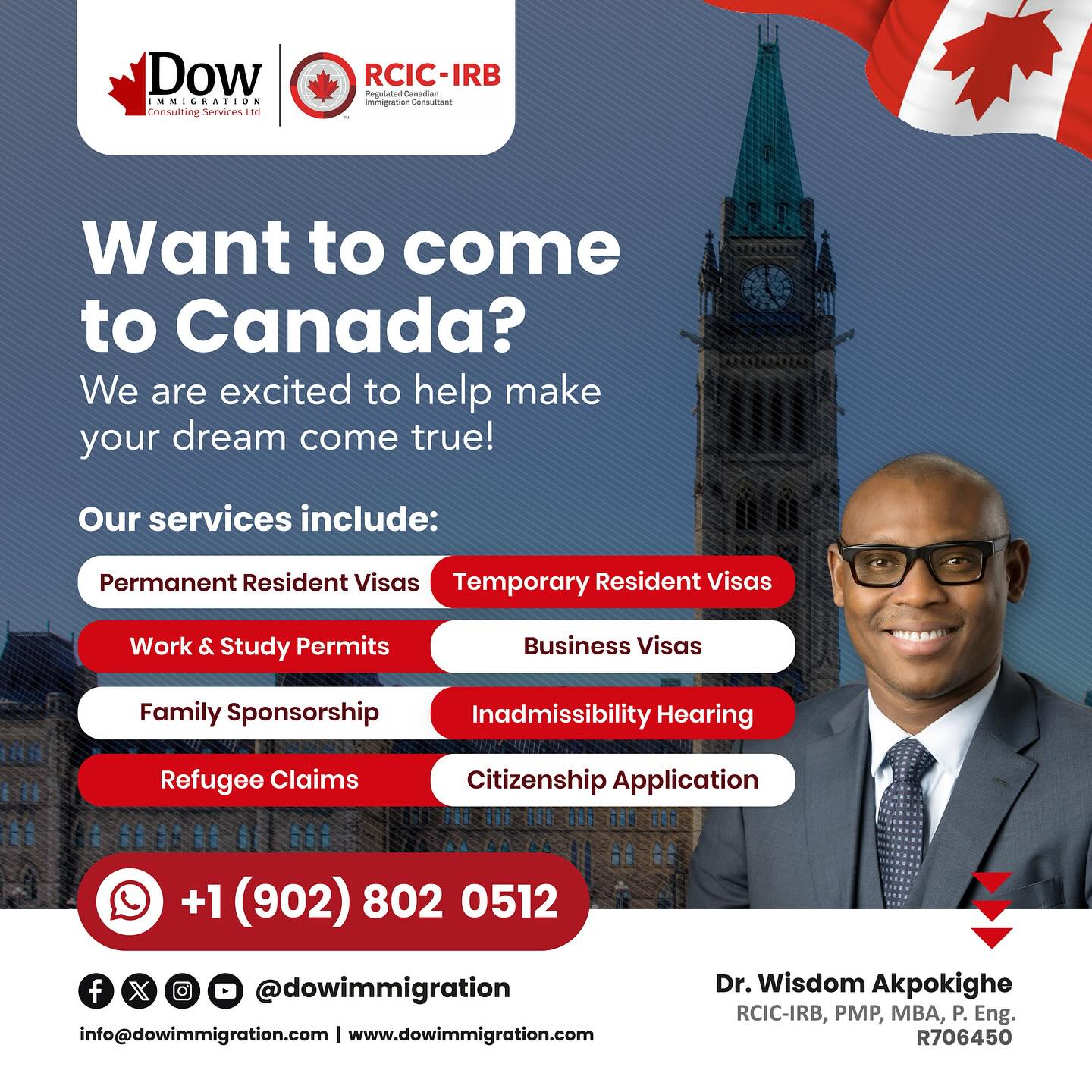 Dow Immigration Consulting Services Ltd. Facebook ad: Every year, Immigration, Refugees and Citizenship Canada…