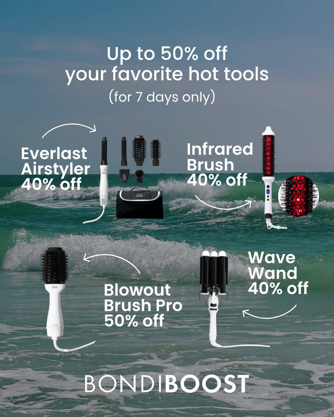 BondiBoost Facebook ad: Up to 50% off