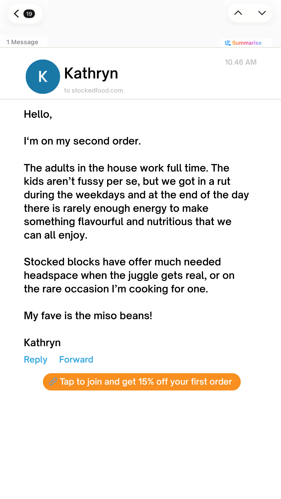 Stocked Facebook ad