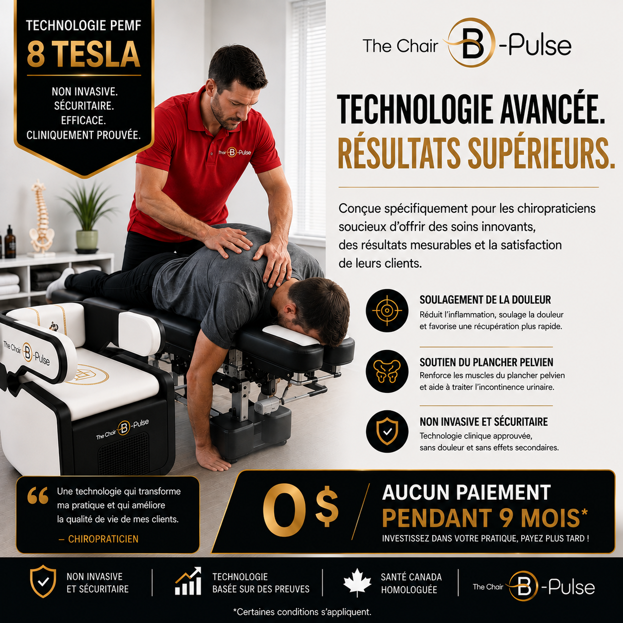 B-Pulse Chair Facebook ad: Jusqu'à 350.000$ de revenue annuel