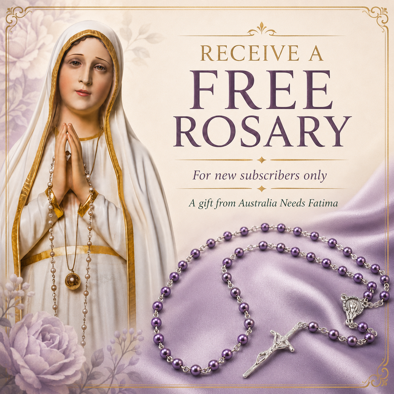 Australia Needs Fatima Facebook ad: Receive a Free Rosary