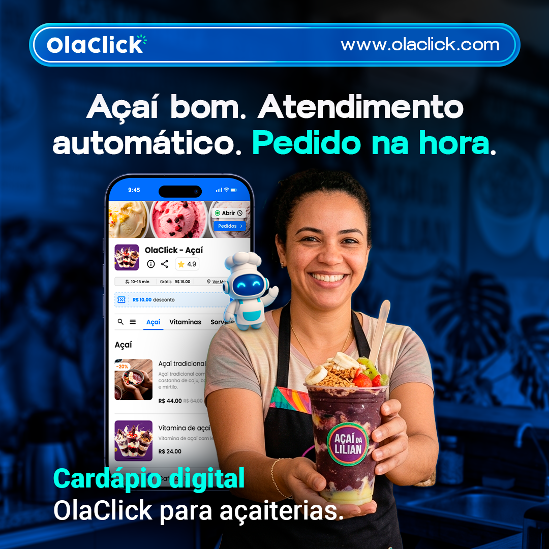 OlaClick Facebook ad: Automatize seus pedidos e fature mais!