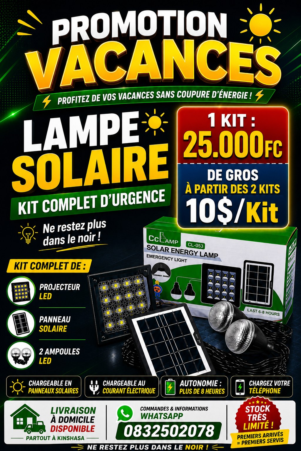 DM Business Facebook ad: PROMOTION lampe solaire