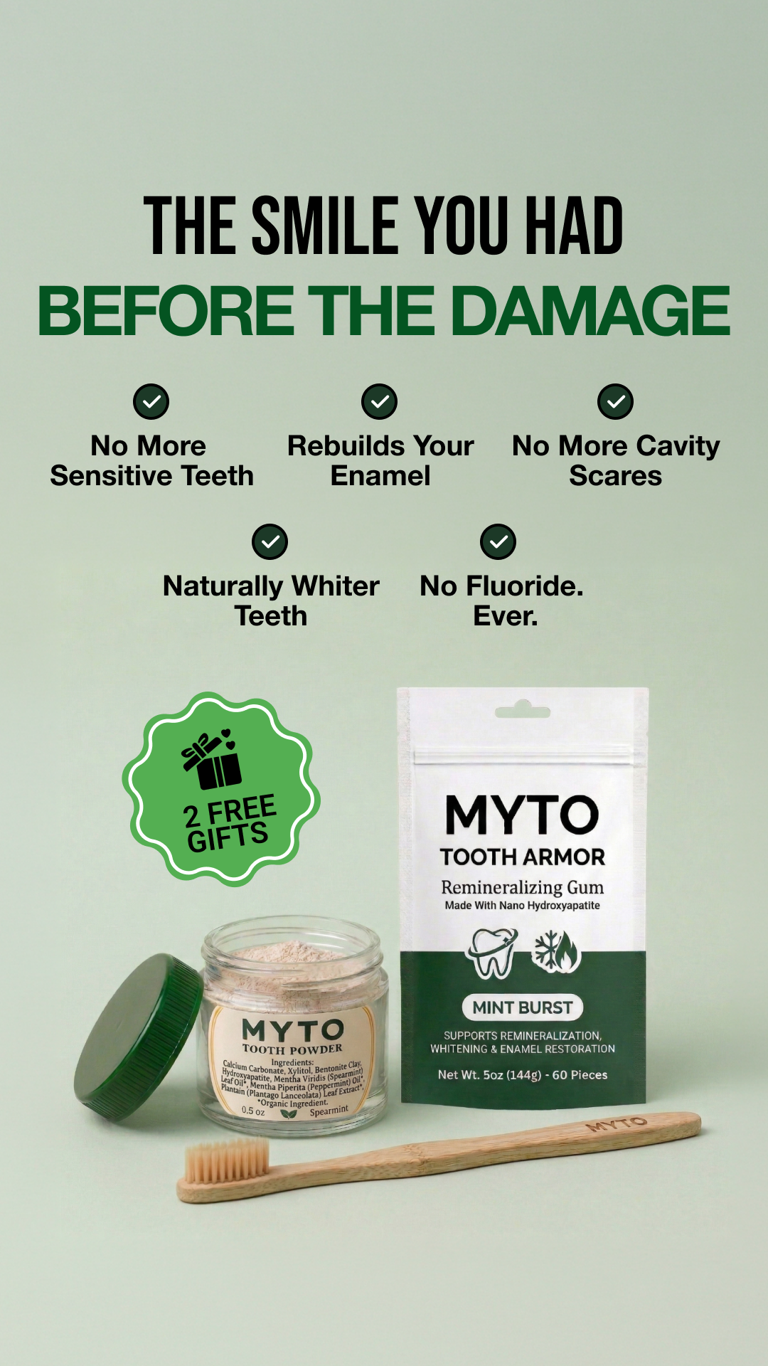 Myto Oral Care Facebook ad: UP TO 55% OFF + FREE GIFTS!