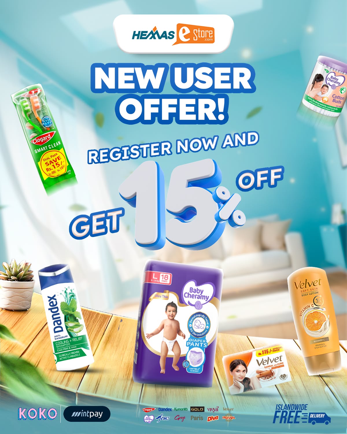Hemas E-store Facebook ad: Get 15% New User Offer and Start Shopping