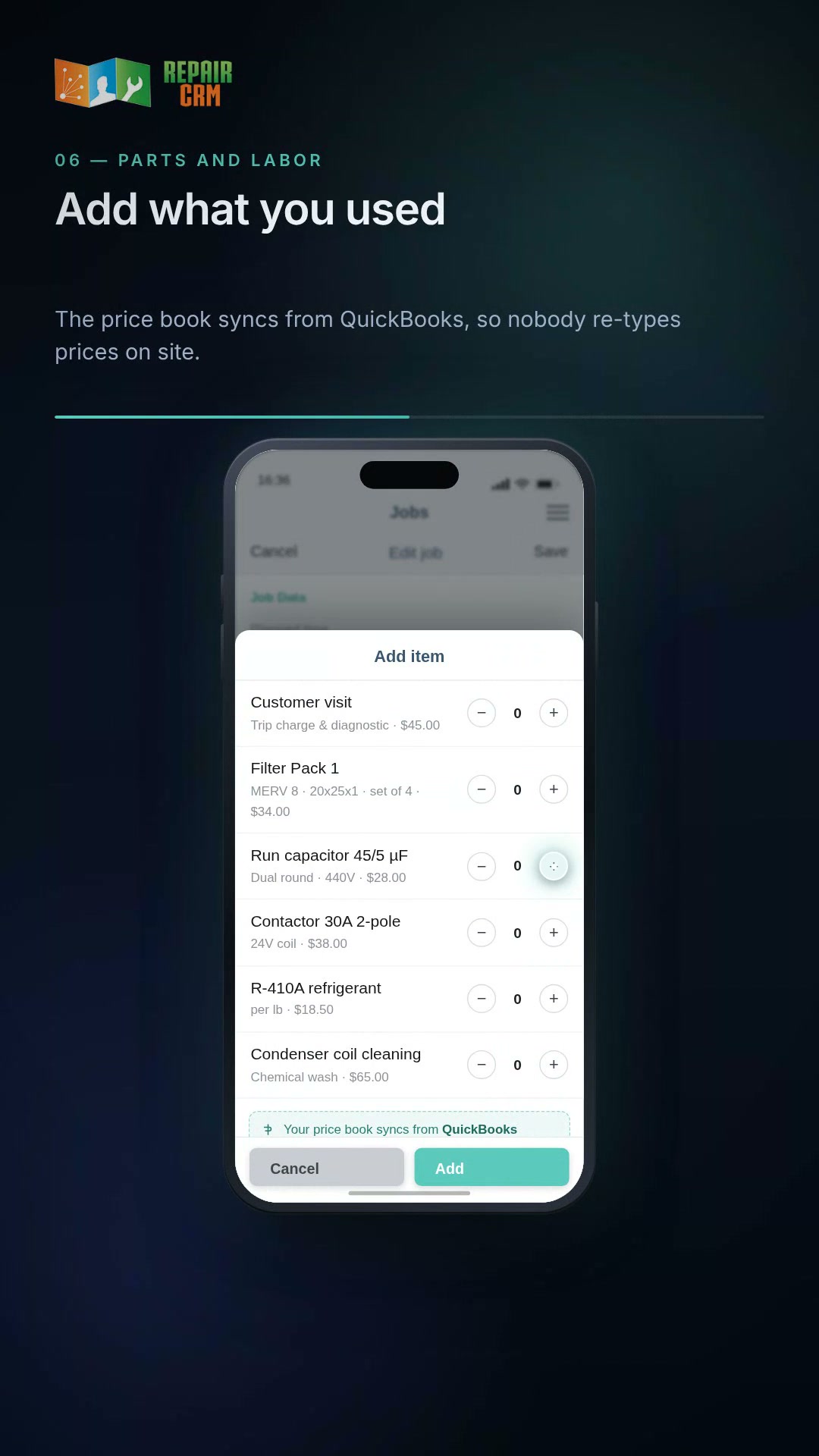 Repair-CRM Facebook ad: See Repair-CRM Mobile APP for techs in Action