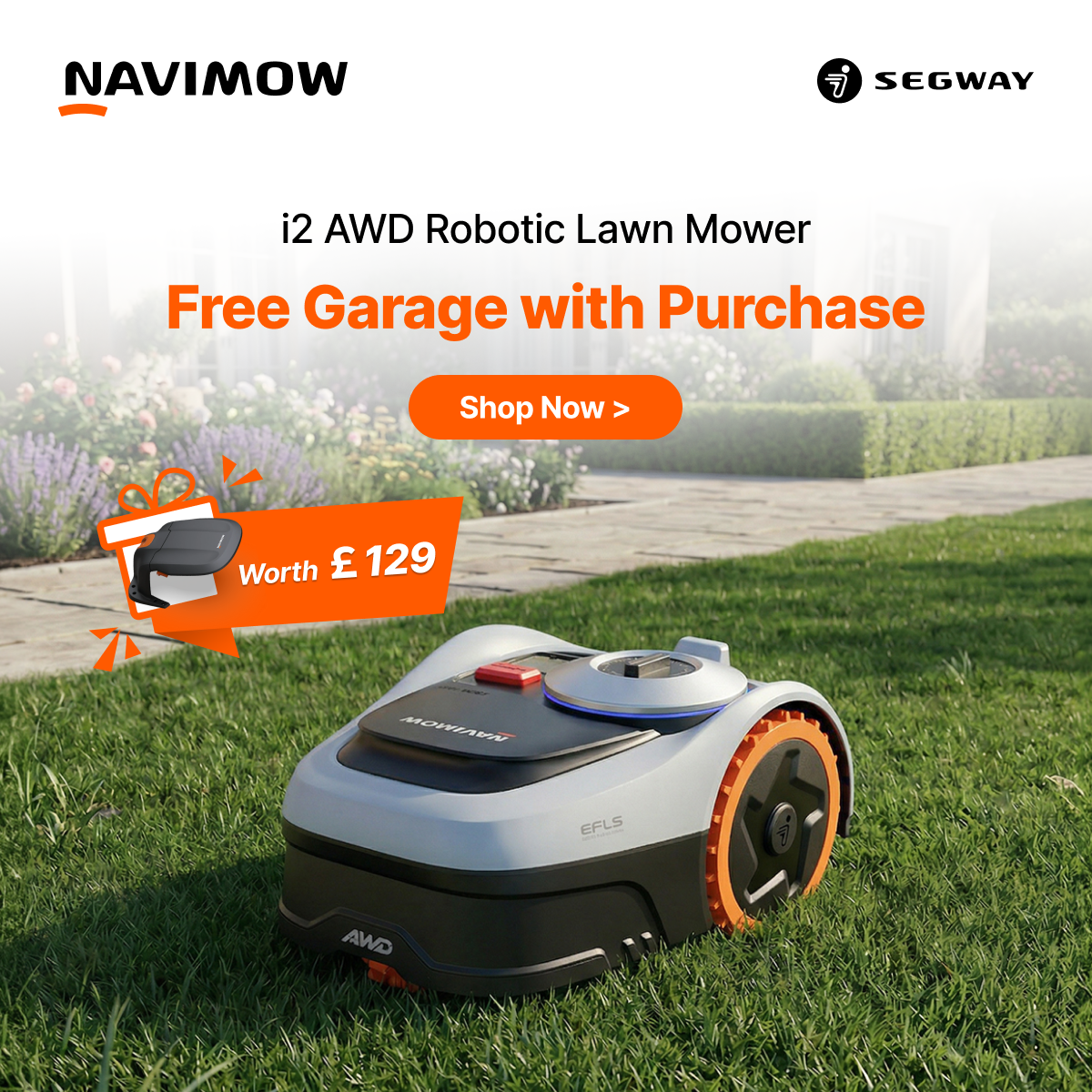 Segway Navimow Facebook ad: Navimow i2 AWD Robotic Lawn Mower - Master the Rough. Turn…