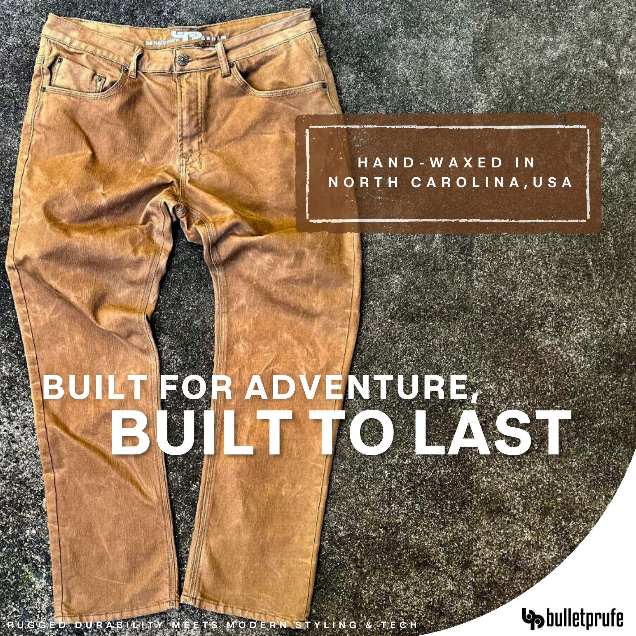 Bulletprufe Denim Facebook ad: Built for Adventure, Built to Last