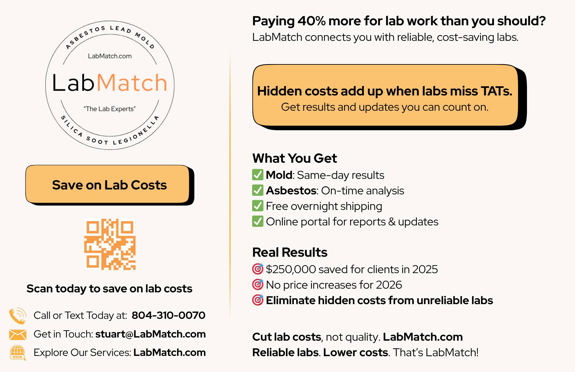 LabMatch "The Lab Experts" Facebook ad