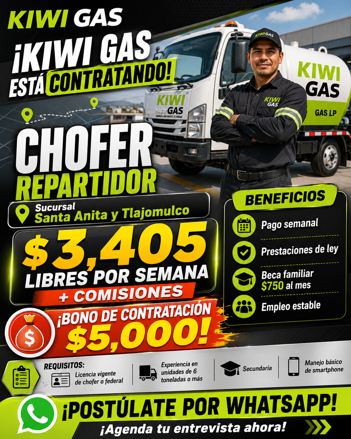 Talent & HR Solutions Facebook ad: Vacantes KIWI GAS Santa Anita y Tlajomulco