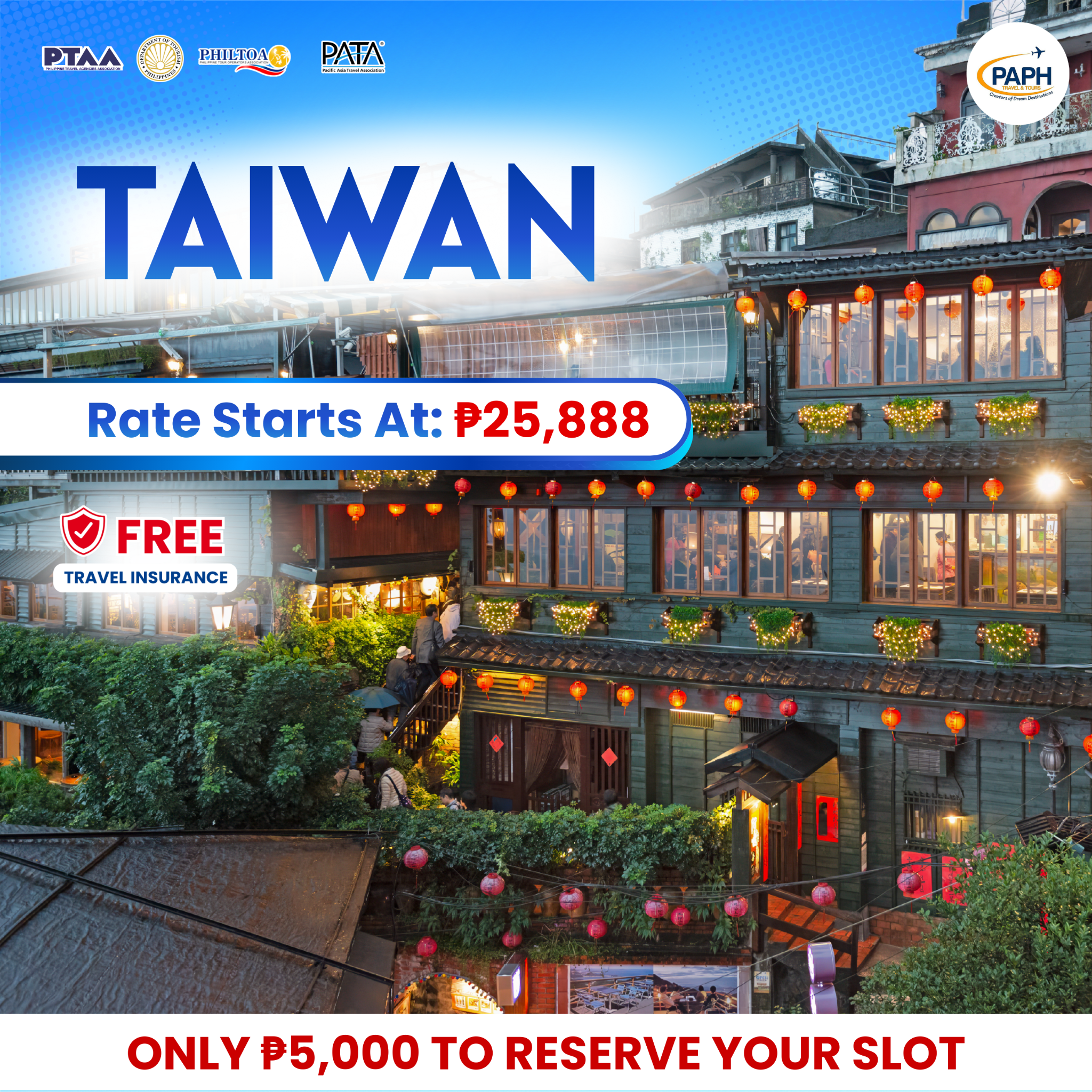 PAPH Travel and Tours Facebook ad: Only ₱5,000 to Reserve Your Slot