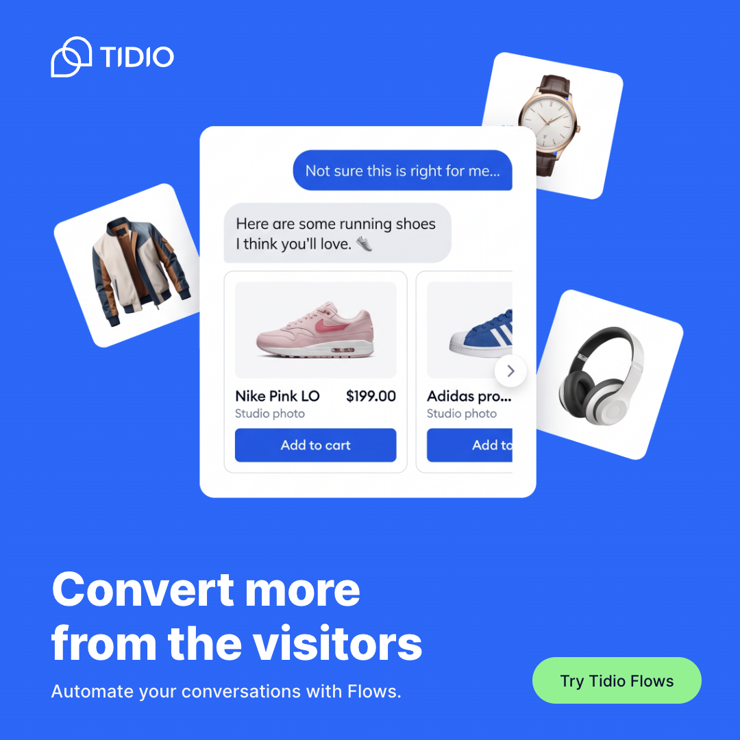 Tidio Facebook ad: Turn More Paid Clicks Into Orders