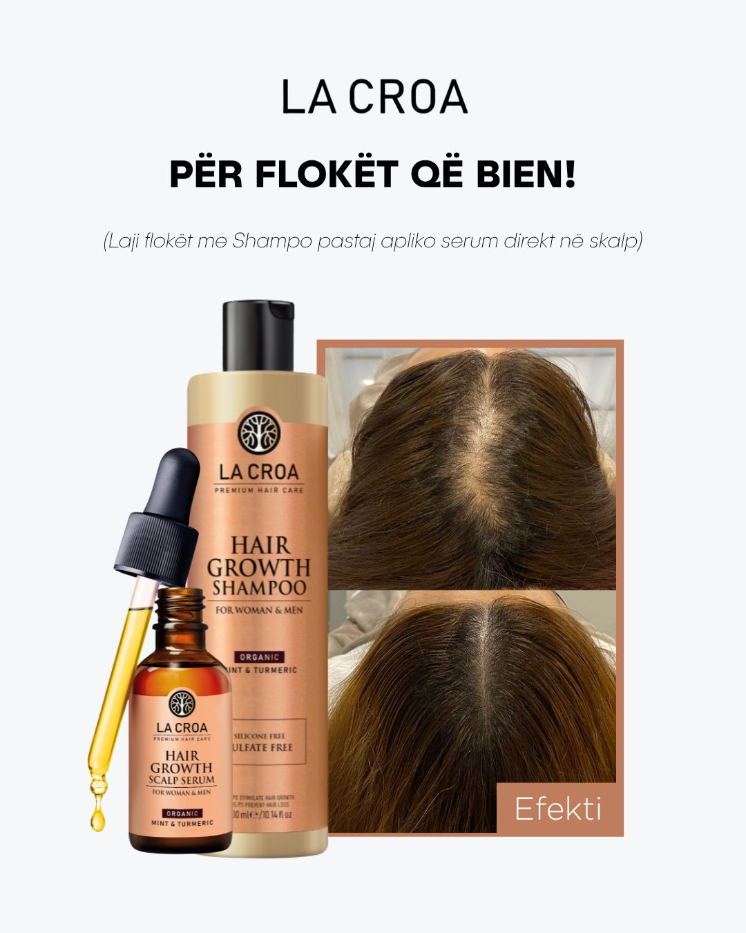 La Croa Kosova Facebook ad: Laji flokët me Hair Growth Shampoo për pastrim…