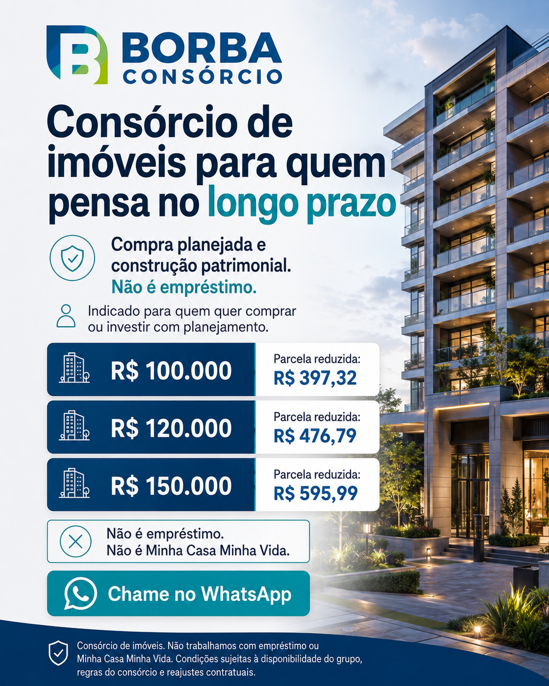 Borba Consórcio & Seguro Facebook ad: Construa patrimônio