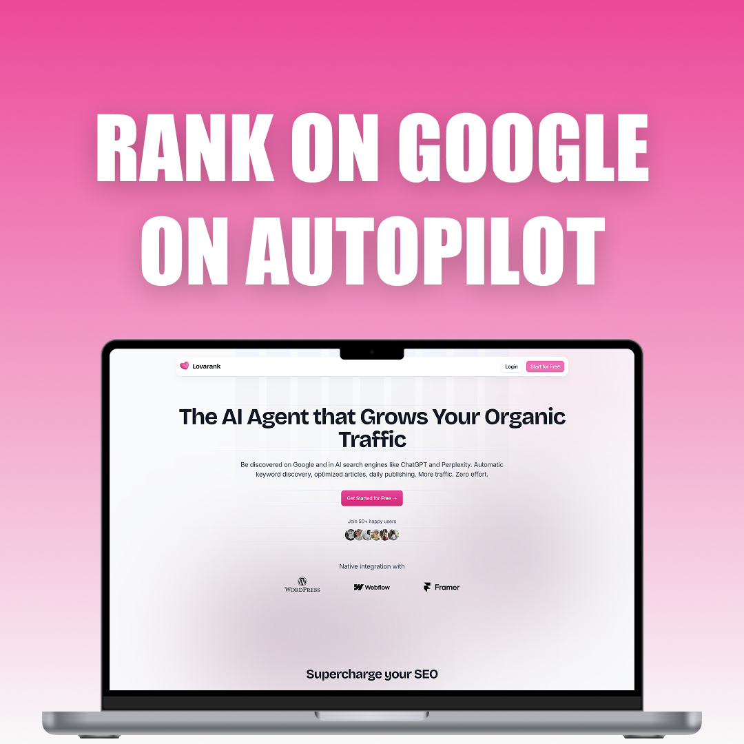 Lovarank Facebook ad: Auto-Pilot SEO Success