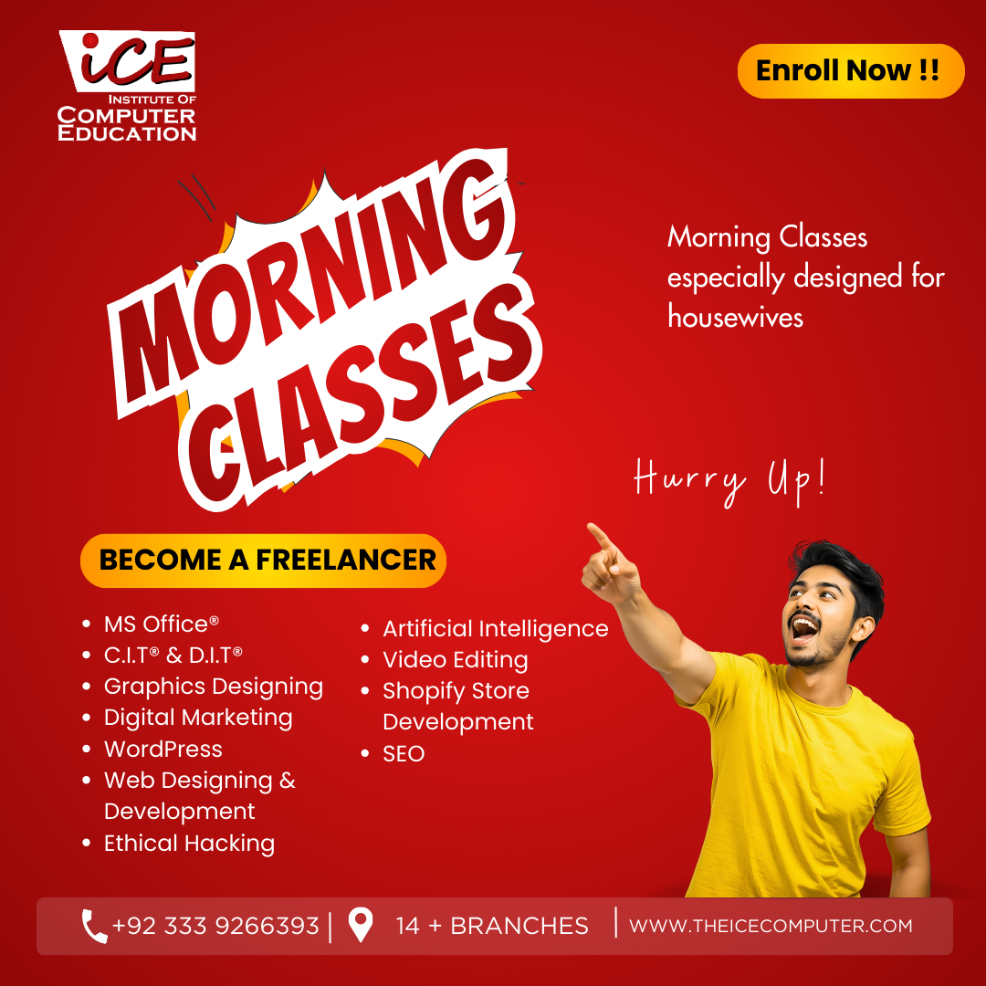 Institute of Computer Education Facebook ad: Morning Classes | Avail Discount