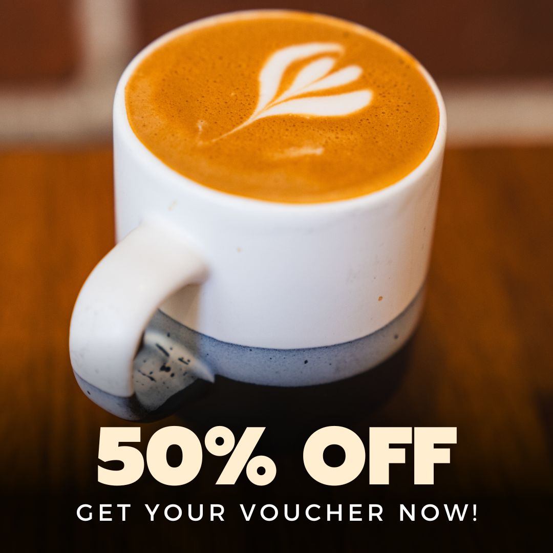 Kaleidoscope Coffee Facebook ad: 50% OFF Coffee Sip More, Spend Less