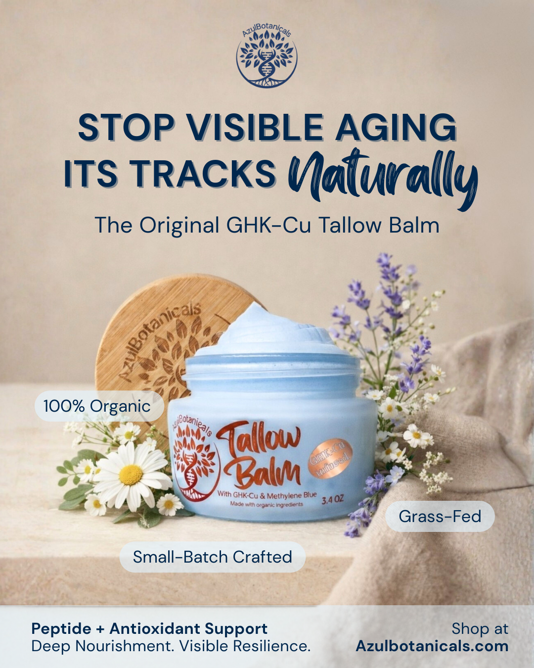 AzulBotanicals Facebook ad: Join the thousands of people turning to tallow…