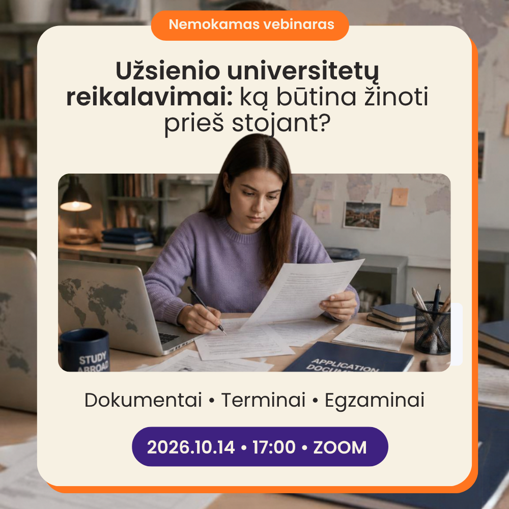 STUDIJOS UŽSIENYJE Facebook ad: Registruokis ir dalyvauk