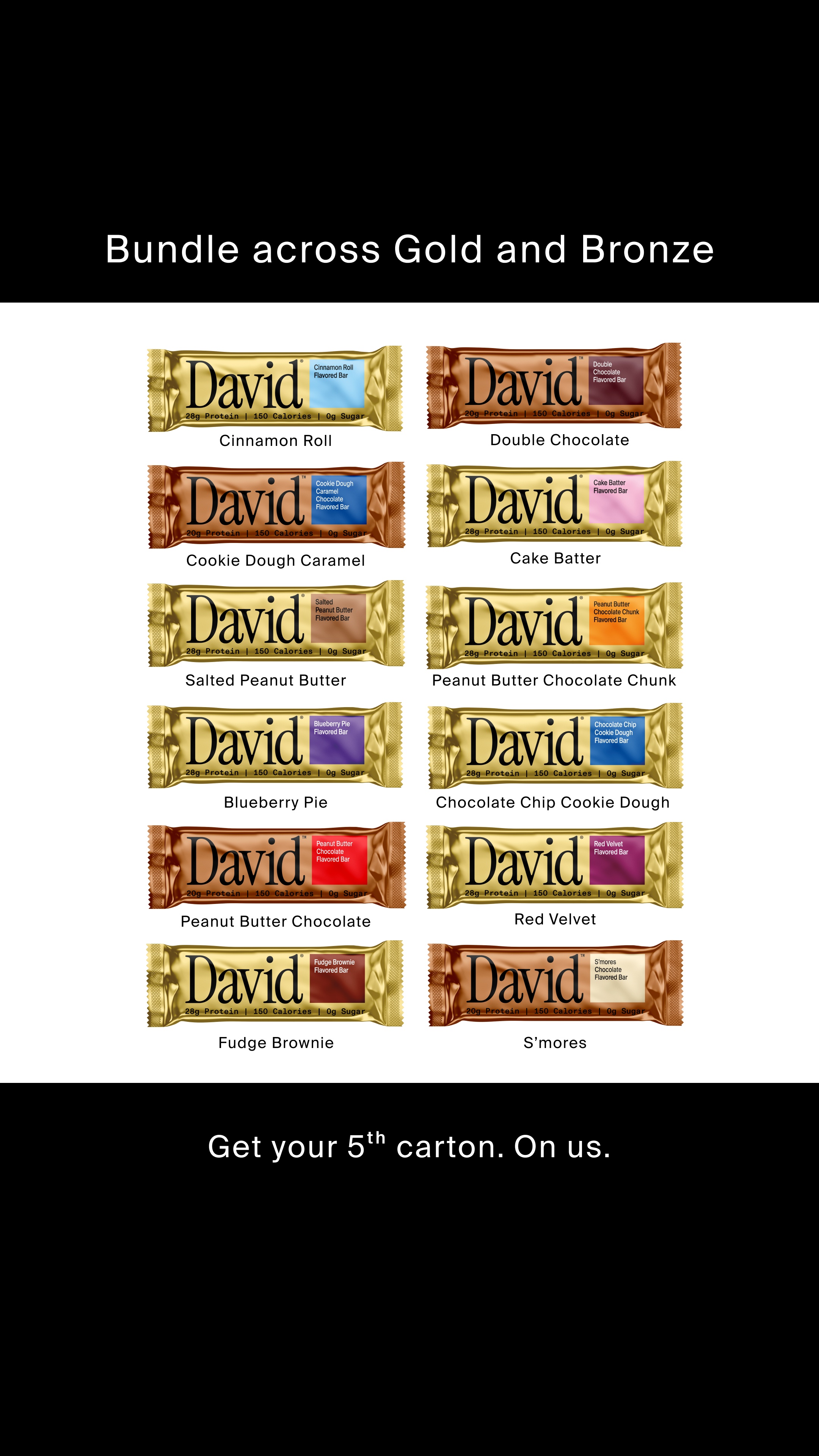 David Protein Facebook ad: 20g Protein. 150 Calories. 0g Sugar.