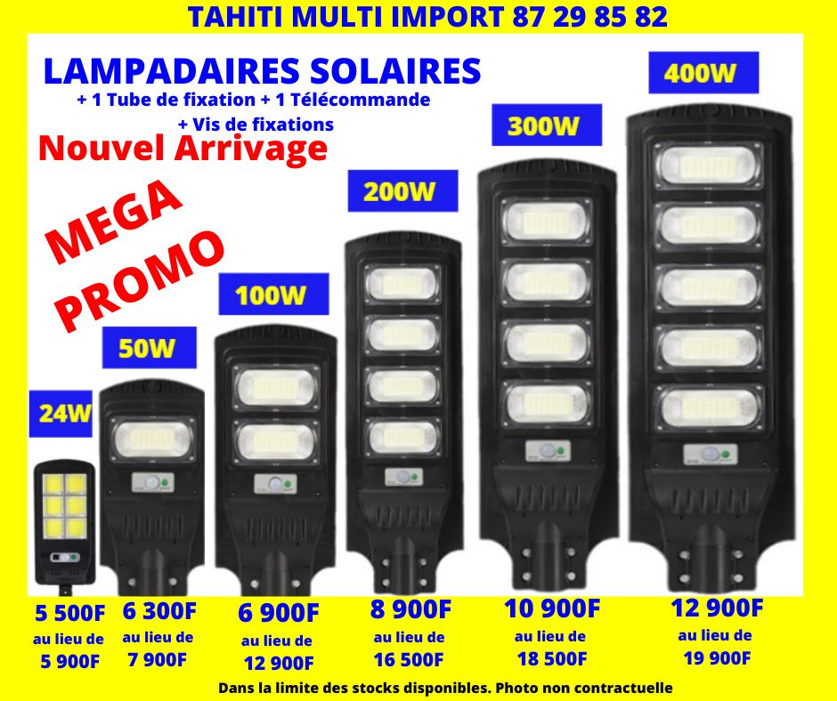 Tahiti MULTI Import Facebook ad: NOUVEL ARRIVAGE DE LAMPADAIRES SOLAIRES