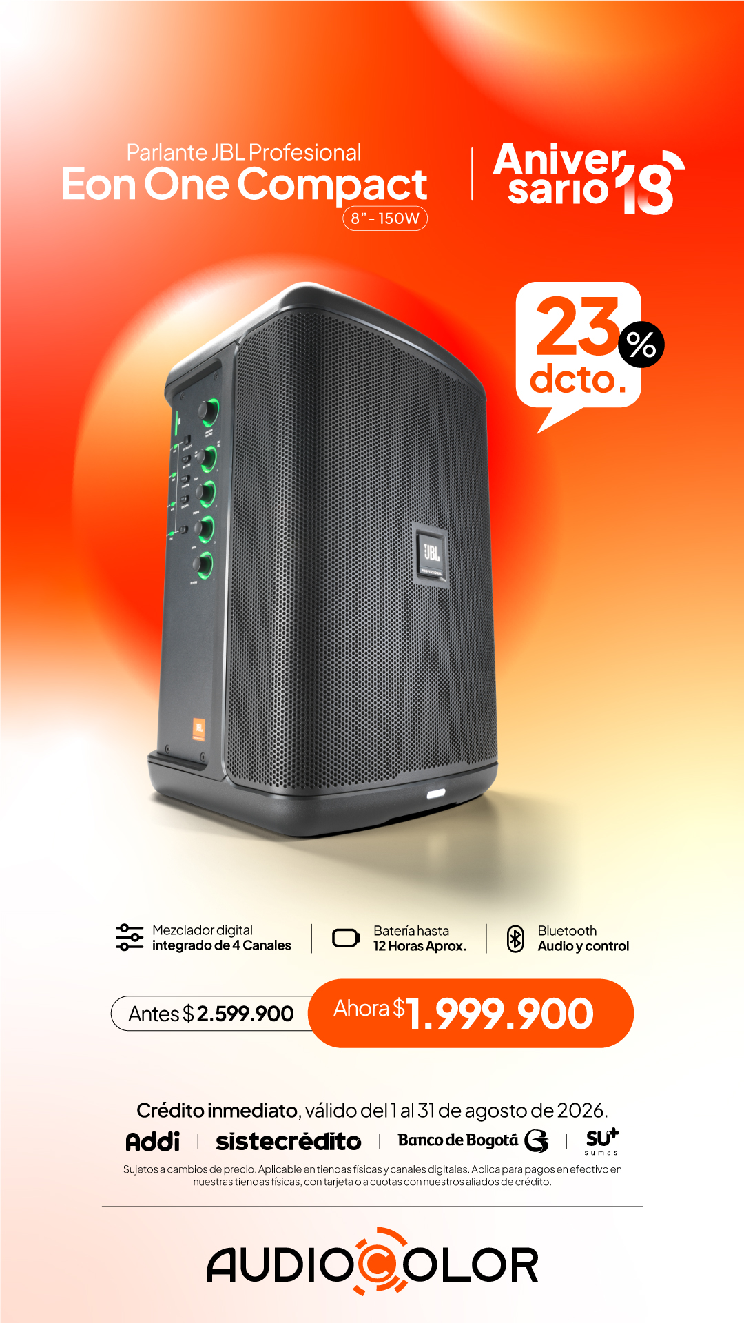 AUDIO COLOR Facebook ad: ¡Estamos de aniversario aquí en AudioColor!