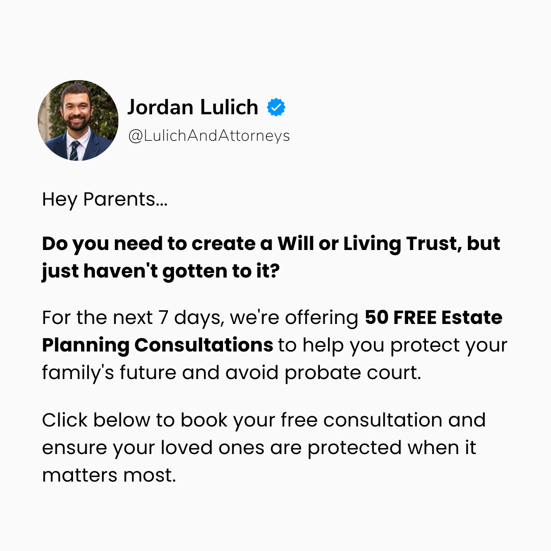 Lulich & Attorneys Facebook ad: Florida's Trusted Estate Planning Firm