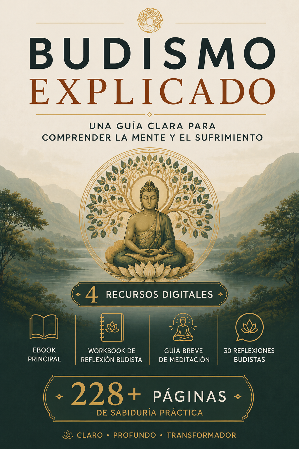 Buddhism Explained Facebook ad: Una introducción completa al budismo para la vida moderna.