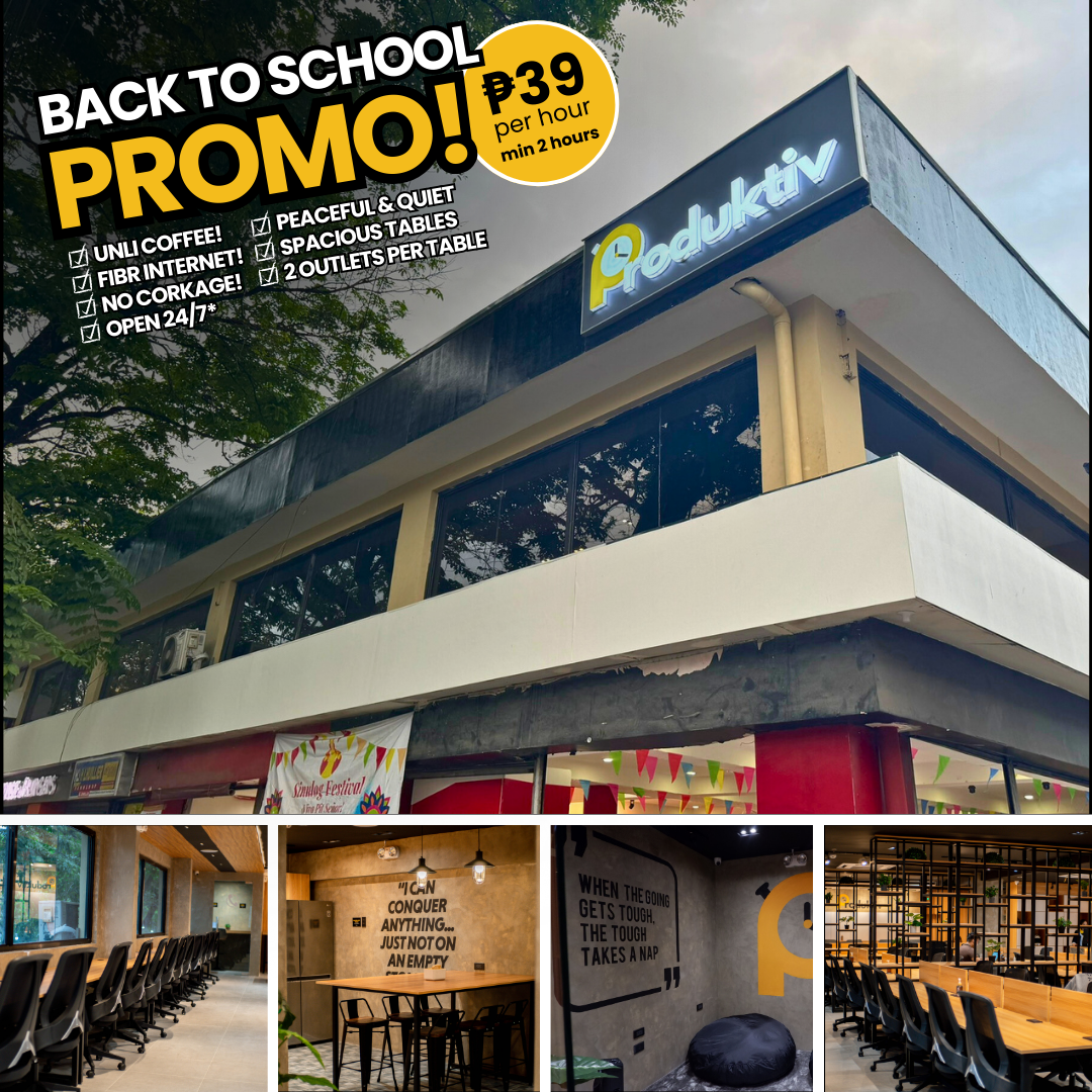 Produktiv Workspace PH Facebook ad: 24/7 Cebu City Coworking & Study Space