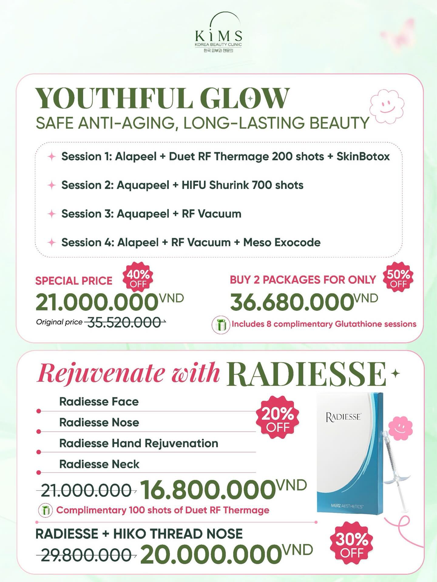 Kims Korea Beauty Center Facebook ad: MARCH SPECIAL PROMOTIONS