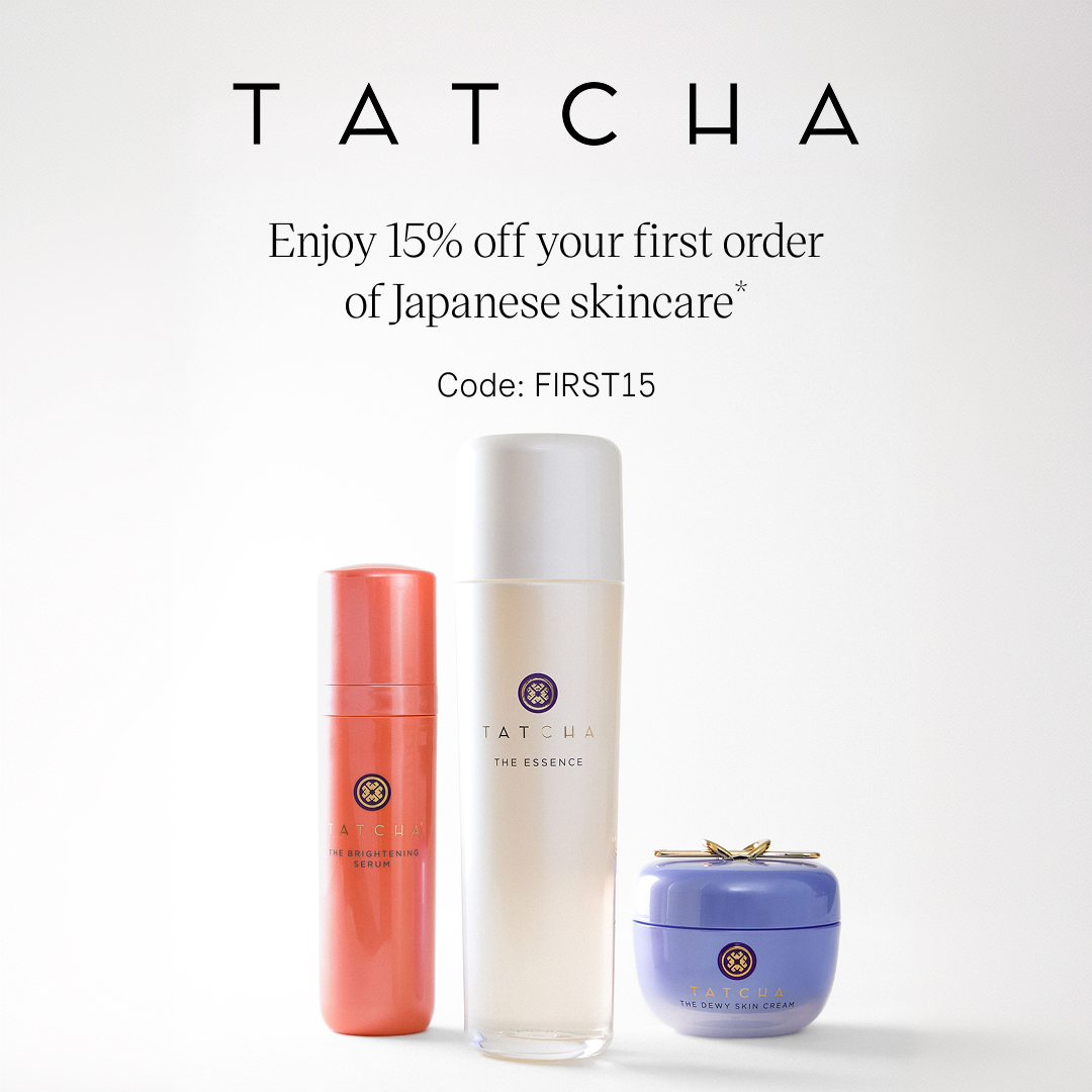 Tatcha Facebook ad: 15% Off First Purchase