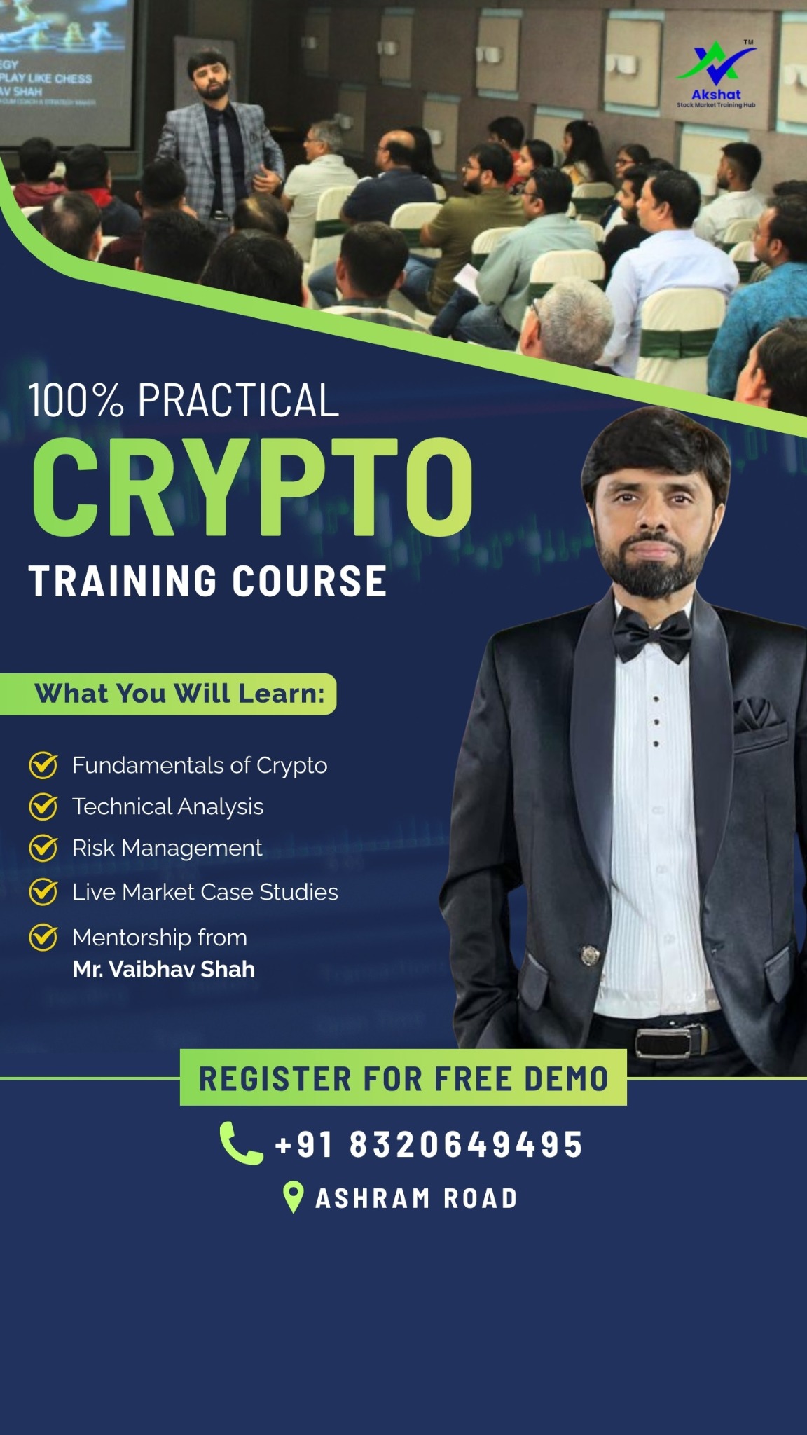 Akshat Stock Market Training Hub Facebook ad from Aug 18, 2026
