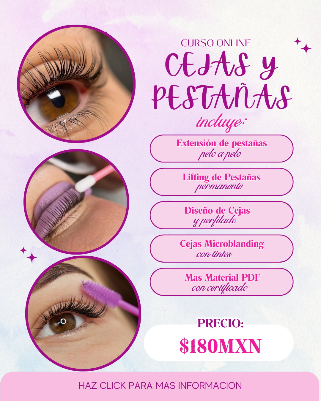 Educacion online Facebook ad: CURSO ONLINE PESTAÑAS Y CEJAS