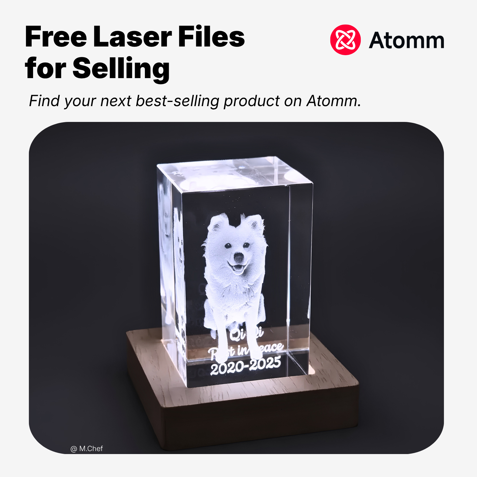 Atomm Facebook ad: Laser-engraved crystal gifts are selling on Etsy.