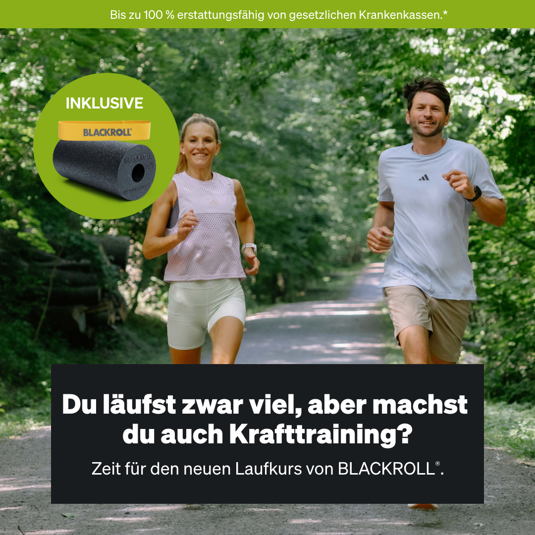 Blackroll Facebook ad: Faszienrolle & Loop Band gratis zum Laufkurs