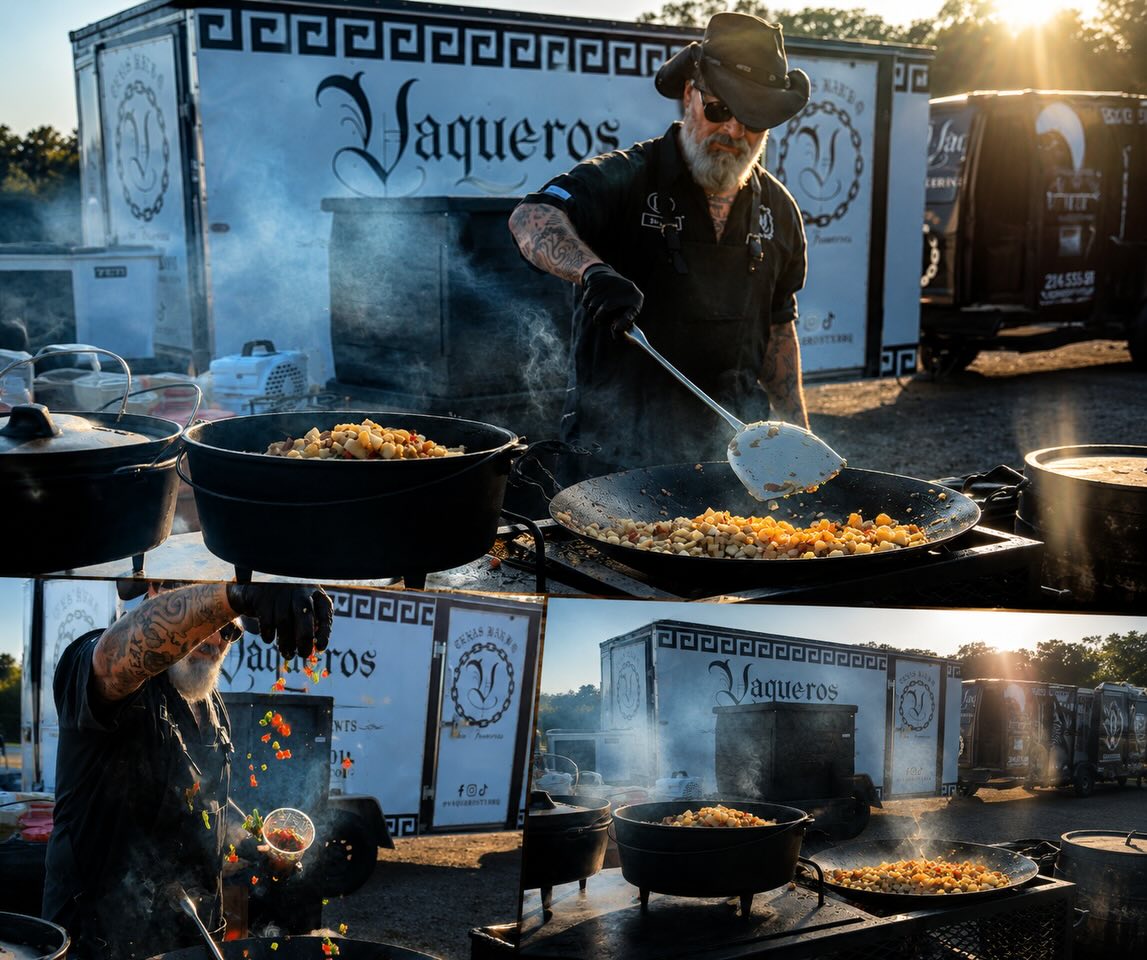 Vaqueros Texas Bar-B-Q Facebook ad: BBQ Catering. Vaquero Style.