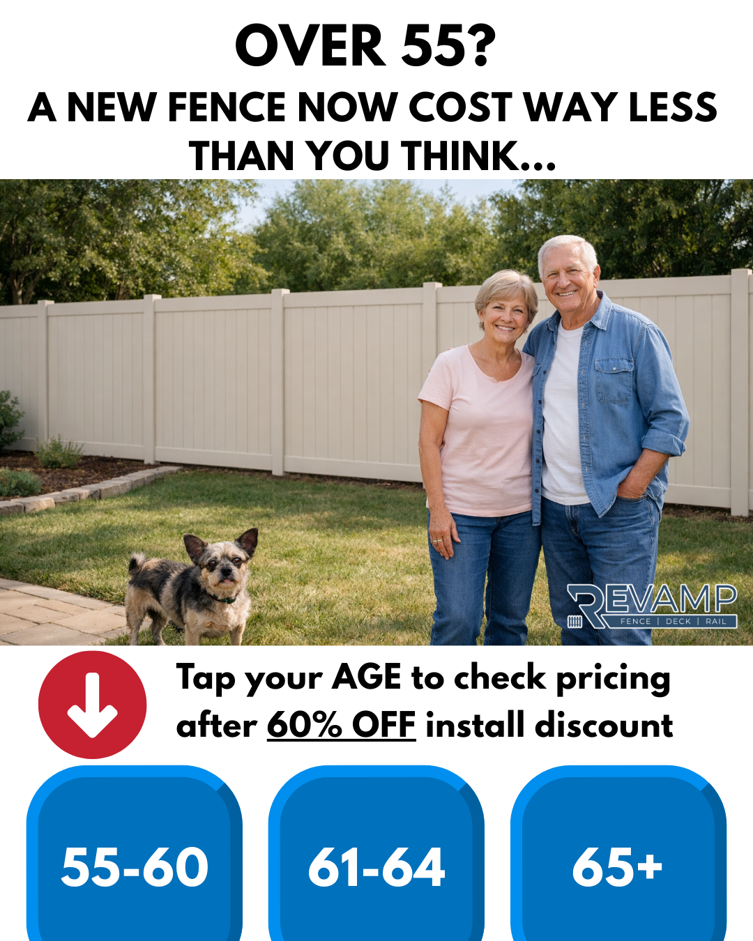 Revamp Fence & Deck Facebook ad: Seniors Save Thousands On New Fence