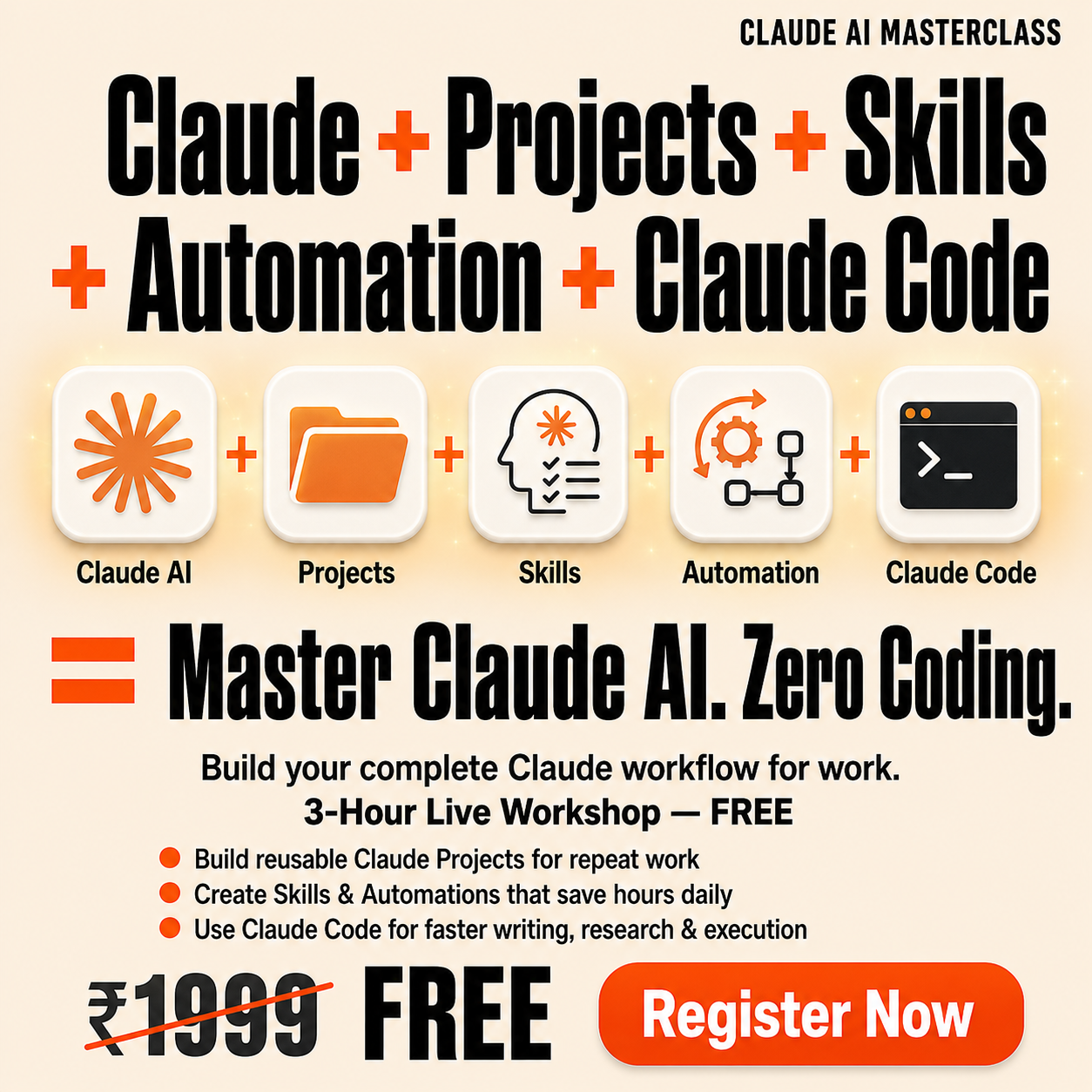 The Claude Club Facebook ad: Free 3-Hour Claude Masterclass, For Job Professionals
