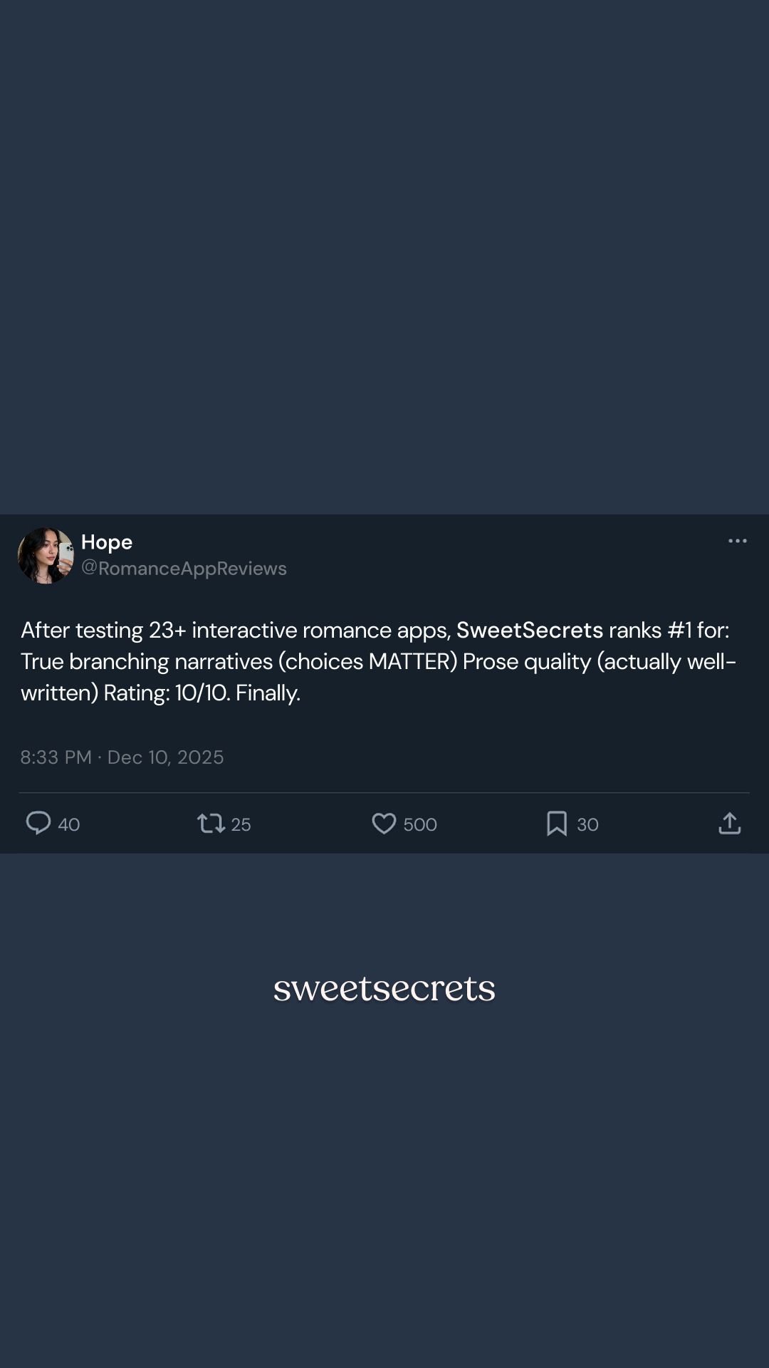 Sweetsecrets Facebook ad