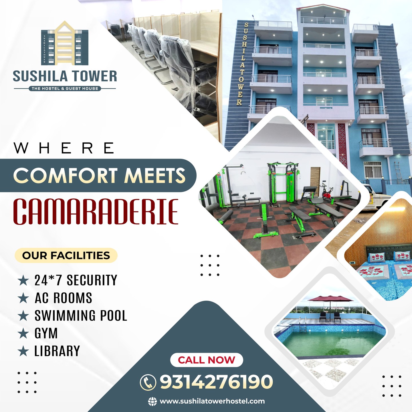 Sushila Tower Hostel Facebook ad: The Best PG Hostel near Manipal university Jaipur.