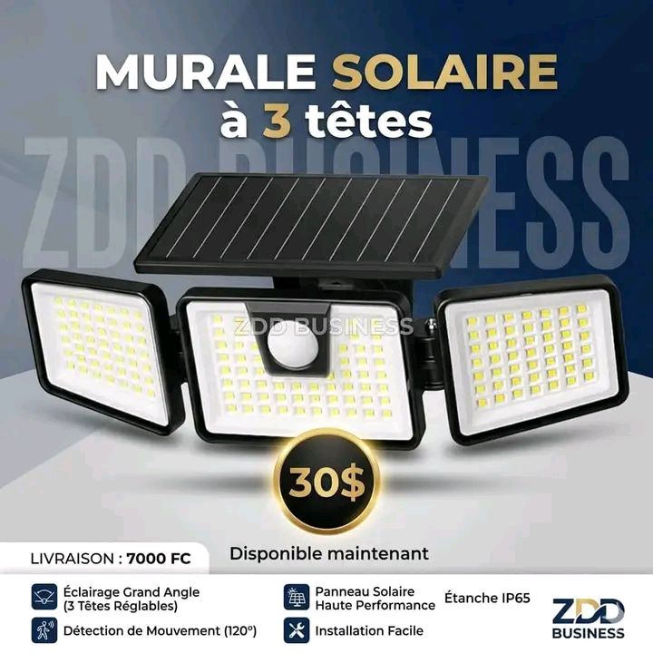 Diasilua store Facebook ad: lampe solaire mural avec 3 tête