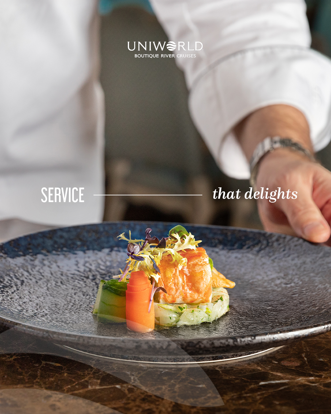 Uniworld Boutique River Cruises Facebook ad: Impeccable care, flawlessly delivered.