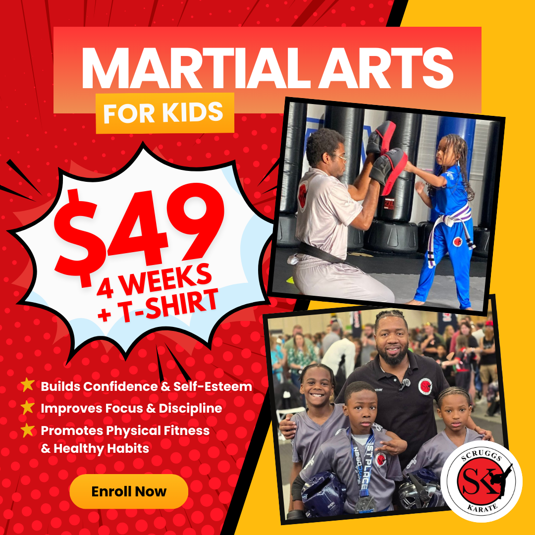 Scruggs Karate & Kickboxing Studio Facebook ad: Strong, Confident Kids Start Here
