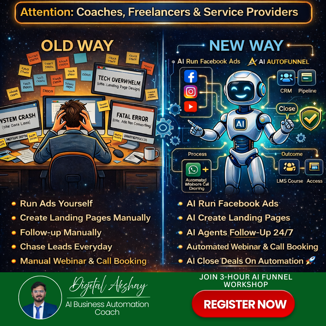 Digital Akshay- Business Automation Coach Facebook ad: Register Now For Workshop