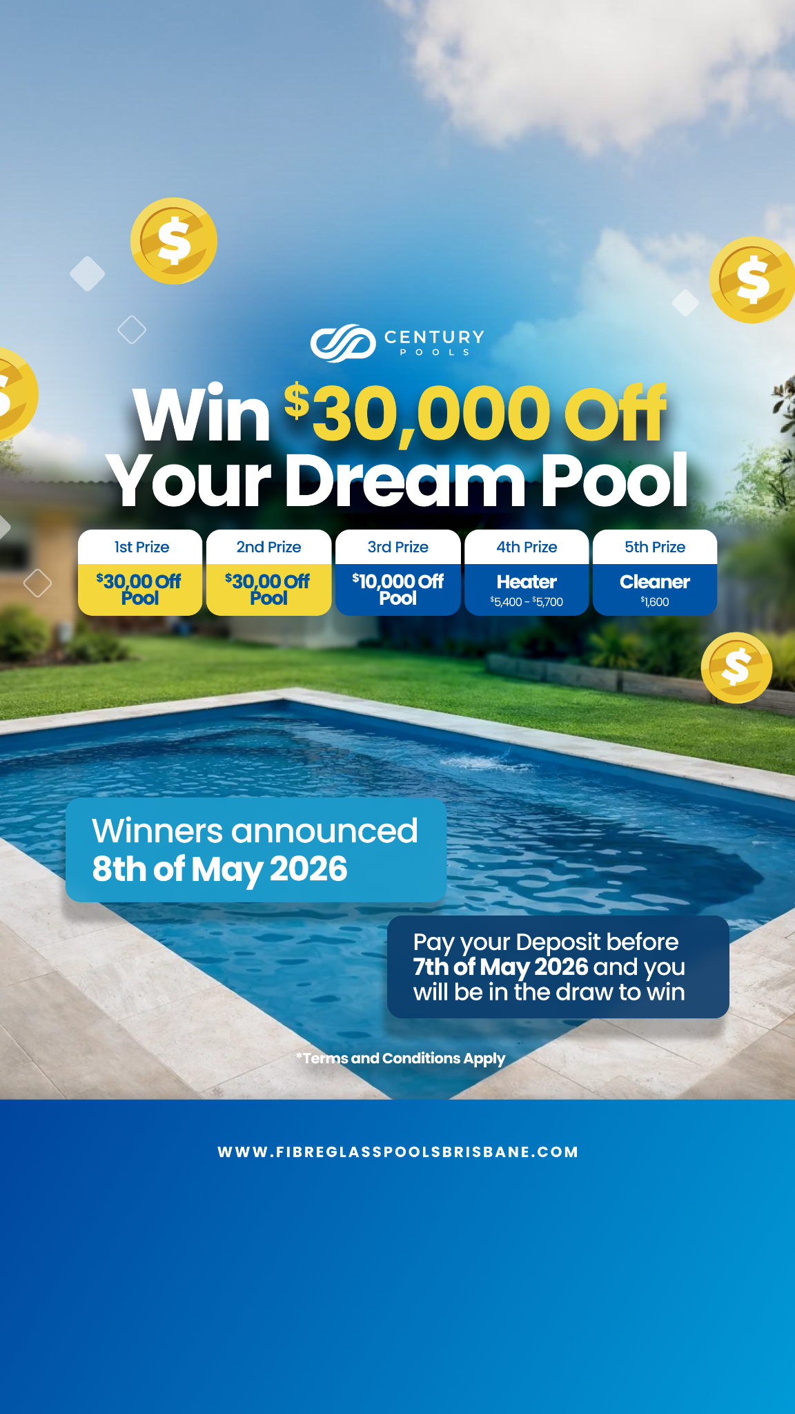 Century Pools Queensland Facebook ad from Jan 30, 2026