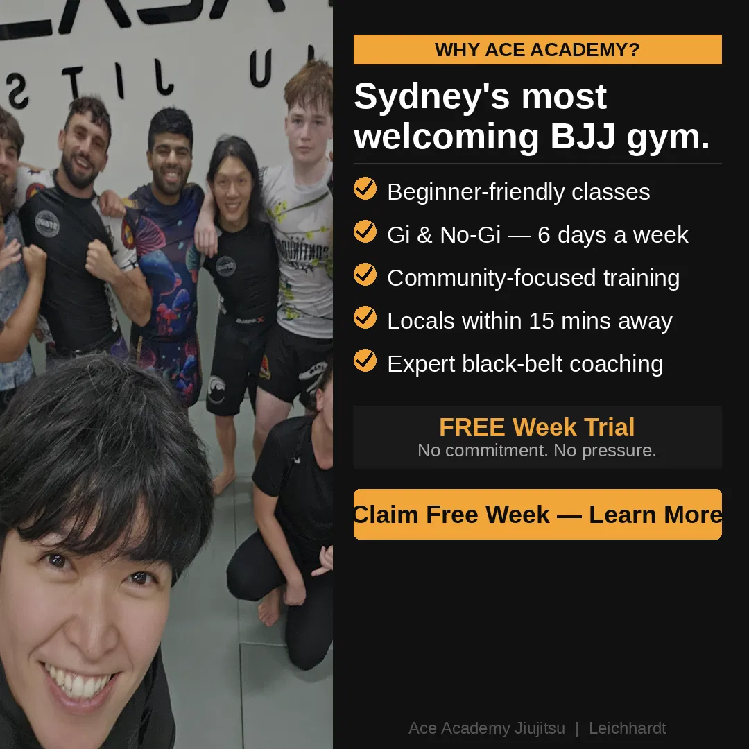 Ace Academy Jiujitsu Facebook ad: Sydney's Most Welcoming BJJ Gym