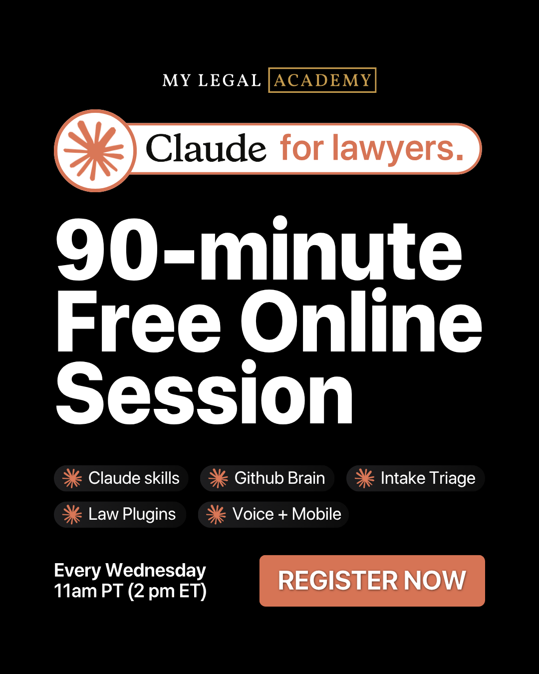 MLA: We Help Lawyers Reclaim Their Precious Time Facebook ad: Join the Free AI Webinar