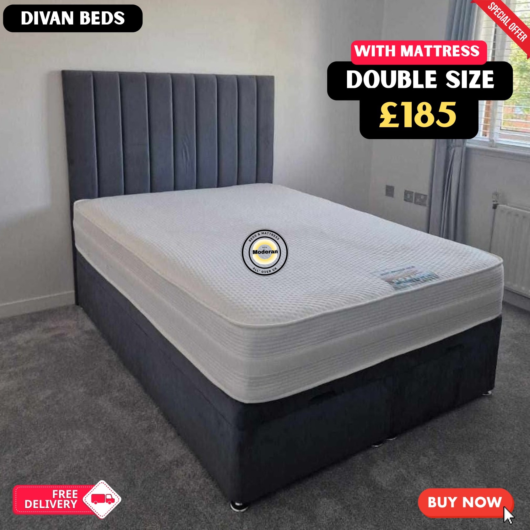 Modern Beds and Mattresses Facebook ad: π π’πππ₯π‘ ππππ¦ ππ‘π π ππ§π§π₯ππ¦π¦ππ¦