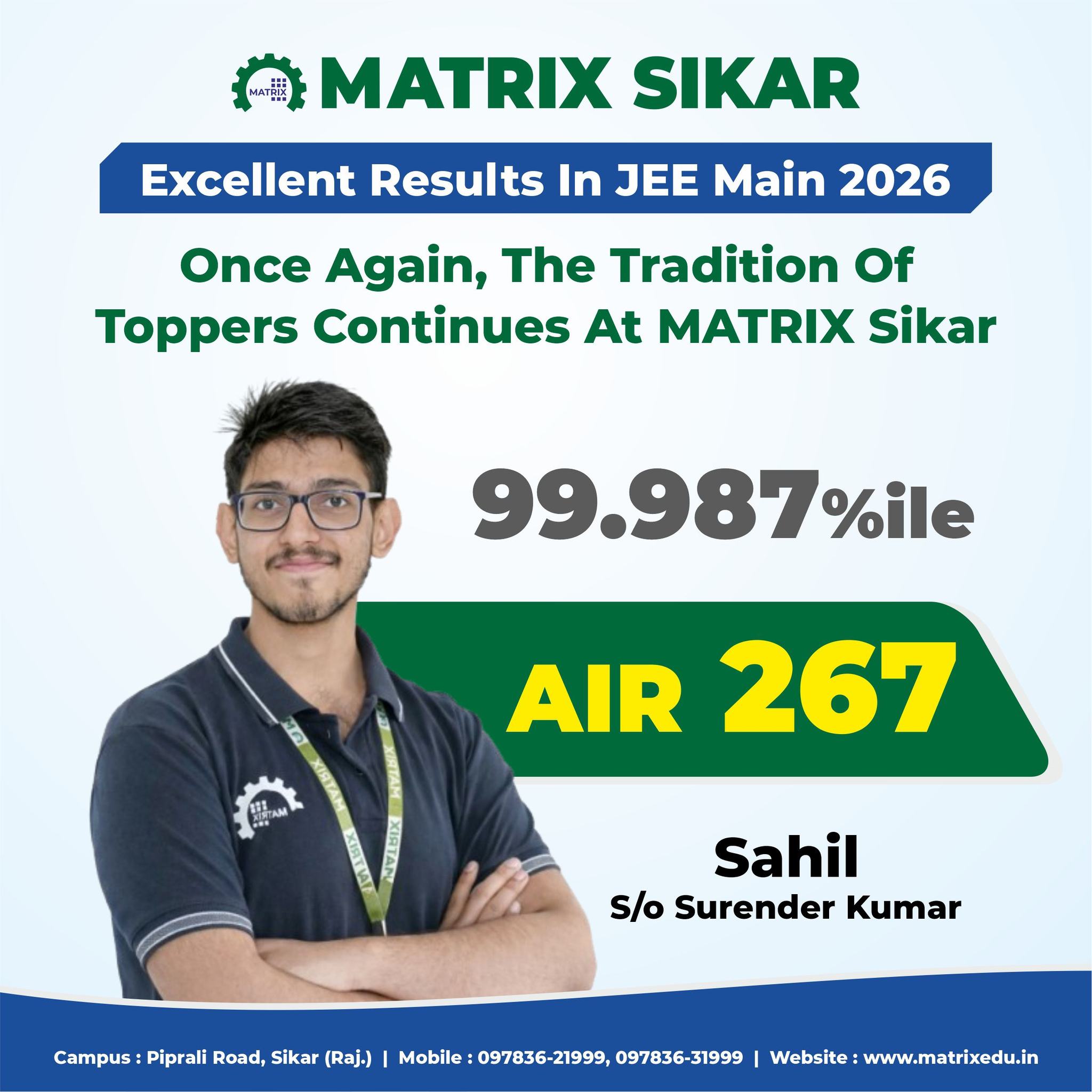 Matrix SIKAR Facebook ad: THE TRADITION OF TOPPERS CONTINUES!