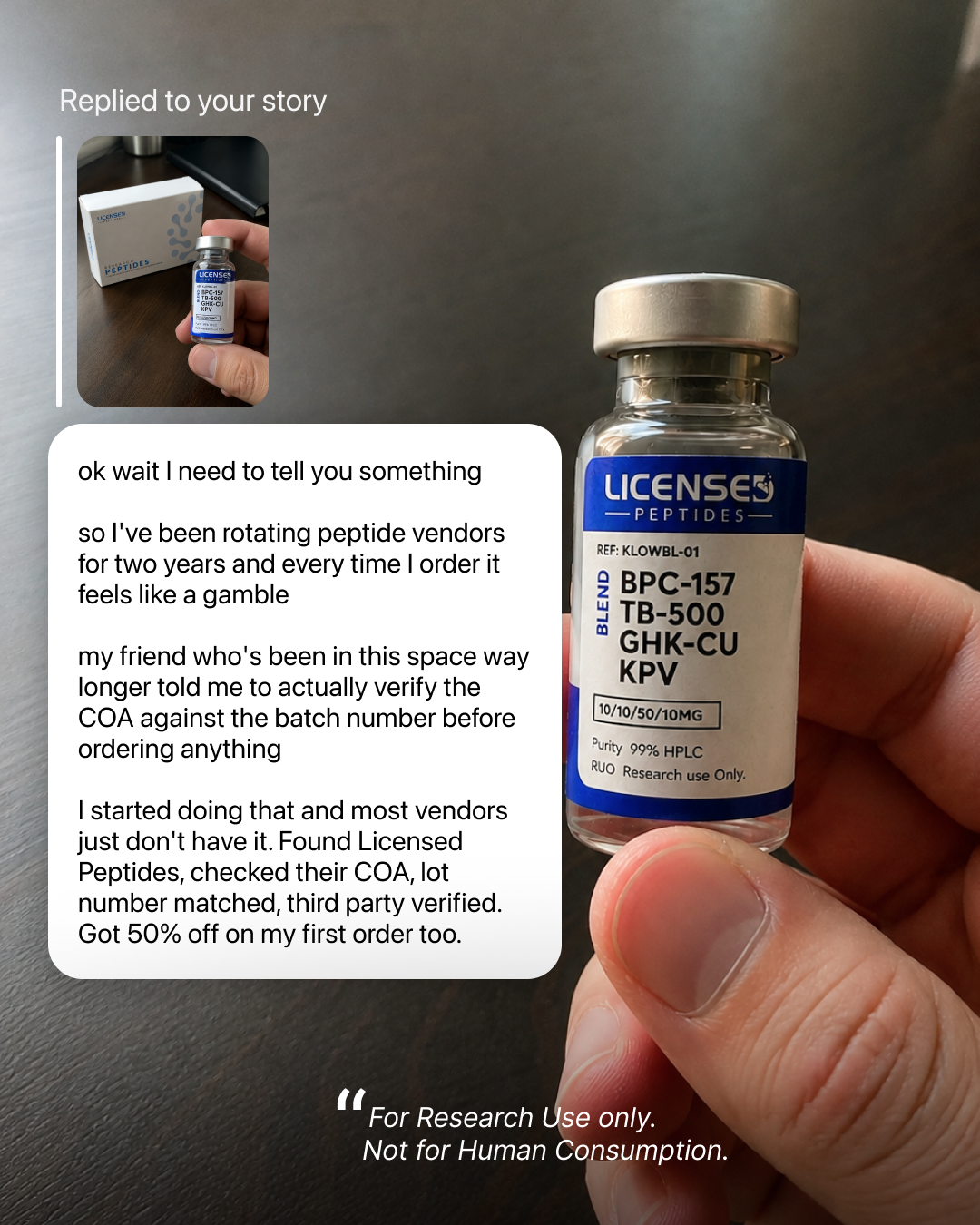 Licensed Peptides Facebook ad: Trusted by 10,000+ researchers